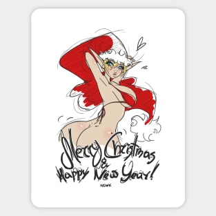 Santa's Elf Girl Merry Christmas and Happy New Year Sticker